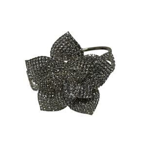 Rhinestone Flower Bracelet Statement Floral Crystal Cuff Sparkly Silver Tone